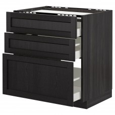 Підлогова кухонна шафа IKEA METOD / MAXIMERA чорний чорна морилка 80x60 см (692.601.42)