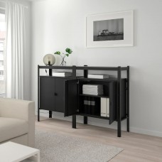 Стеллаж со шкафчиками IKEA BROR черный 170x40x110 см (692.757.18)