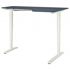Кутовий правобічний письмовий стіл IKEA BEKANT синій білий 160x110 см (692.823.56)