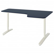 Кутовий правобічний письмовий стіл IKEA BEKANT синій білий 160x110 см (692.828.89)