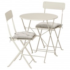Стол и 2 складных стула IKEA SALTHOLMEN бежевый серый (692.862.98)