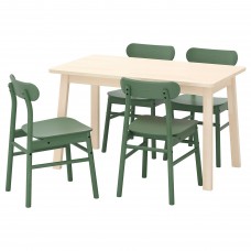 Стіл і 4 стільці IKEA NORRAKER / RONNINGE береза зелений 125x74 см (692.972.30)