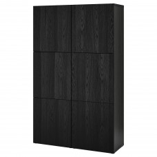 Комбінація шаф та стелажів IKEA BESTA чорно-коричневий 120x42x193 см (693.025.90)