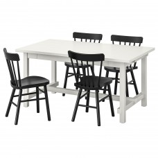 Стіл і 4 стільці IKEA NORDVIKEN / NORRARYD білий чорний 152/223x95 см (693.051.74)