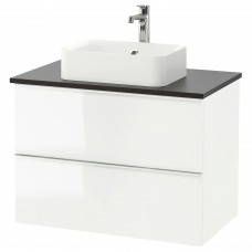 Шкаф для раковины IKEA GODMORGON/TOLKEN / HORVIK глянцевый белый антрацит 82x49x72 см (693.054.28)