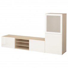 Комбінація шаф для TV IKEA BESTA білений дуб 240x42x129 см (693.306.25)