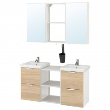 Комплект мебели для ванной IKEA ENHET / TVALLEN под дуб белый 124x43x65 см (693.375.99)