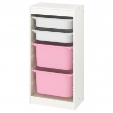 Комбінація стелажу IKEA TROFAST білий білий рожевий 46x30x94 см (693.378.01)