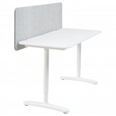 Стіл з стінкою IKEA BEKANT білий сірий 140x60 48 см (693.873.44)