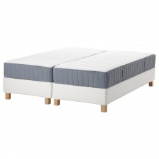 Континентальне ліжко IKEA ESPEVAR/VALEVAG білий середньо твердий матрац світло-блакитний 160x200 см (693.895.88)