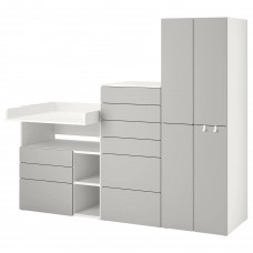 Комбінація шаф з пеленальним столиком IKEA SMASTAD / PLATSA білий сірий 210x79x180 см (693.923.45)