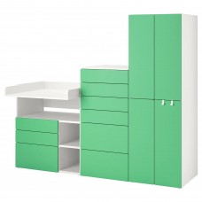 Комбінація шаф з пеленальним столиком IKEA SMASTAD / PLATSA білий зелений 210x79x180 см (693.923.74)