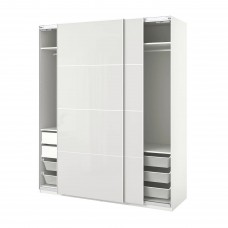 Гардероб IKEA PAX / HOKKSUND білий глянцевий світло-сірий 200x66x236 см (693.958.67)