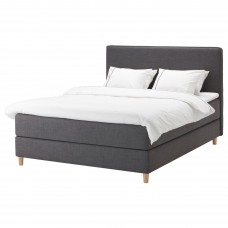 Континентальне ліжко IKEA DUNVIK матрац VALEVAG темно-сірий 140x200 см (694.197.45)