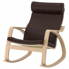 Кресло-качалка IKEA POANG дубовый шпон беленый темно-коричневый (694.248.36)