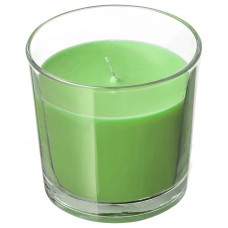 Свічка ароматична у склянці IKEA SINNLIG яблуко і груша зелений 9 см (703.374.09)