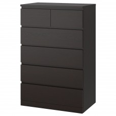 Комод с 6 ящиками IKEA MALM черно-коричневый 80x123 см (704.036.06)