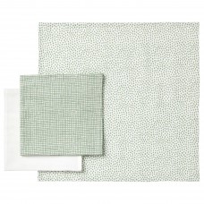 Рушничок IKEA KLAMMIG зелений білий 3 шт. (704.128.37)