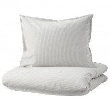Комплект постільної білизни IKEA BERGPALM сірий смужка 200x200/50x60 см (704.232.42)