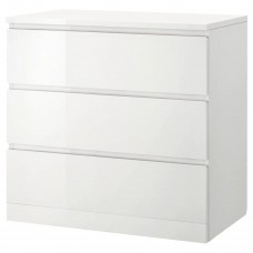 Комод з 3 шухлядами IKEA MALM білий 80x78 см (704.240.53)