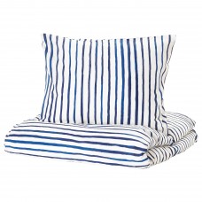 Комплект постельного белья IKEA SANGLARKA в полоску сине-белый 150x200/50x60 см (704.269.57)