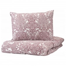 Комплект постельного белья IKEA JATTEVALLMO белый темно-розовый 150x200/50x60 см (704.609.89)