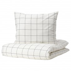 Комплект постельного белья IKEA VITKLOVER белый черный 150x200/50x60 см (704.906.65)