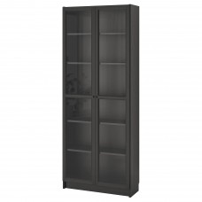 Стеллаж для книг IKEA BILLY / OXBERG черно-коричневый 80x30x202 см (790.204.82)