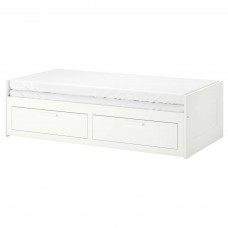 Кушетка с 2 ящиками IKEA BRIMNES белый матр. MALFORS жесткий 80x200 см (791.298.68)