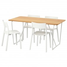 Стіл і 4 стільці IKEA OVRARYD / JANINGE бамбук білий 150 см (791.615.75)