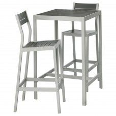 Барный стол и 2 барных стула IKEA SJALLAND темно-серый светло-серый (792.678.50)