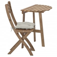 Пристінний стіл і розкладний стілець IKEA ASKHOLMEN сіро-коричневий сірий (792.861.70)