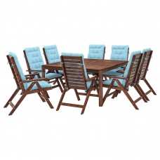 Стіл і 8 стільців IKEA APPLARO коричневий світло-блакитний (792.897.67)