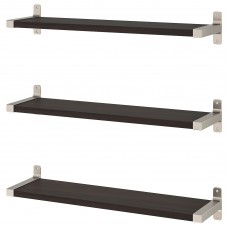 Комбинация навесных полок IKEA BERGSHULT / GRANHULT коричнево-чёрный никелированный 80x20 см (792.910.77)