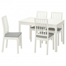 Стіл і 4 стільці IKEA EKEDALEN / EKEDALEN білий світло-сірий 120/180 см (792.968.57)