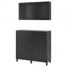 Комбінація шаф та стелажів IKEA BESTA чорно-коричневий 120x42x240 см (793.017.88)