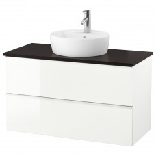 Шкаф для раковины IKEA GODMORGON/TOLKEN / TORNVIKEN глянцевый белый антрацит 102x49x74 см (793.092.18)