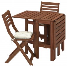 Стіл і 2 розкладних крісла IKEA APPLARO сад балкон коричневий бежевий (793.284.05)