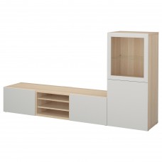 Комбинация шкафов под TV IKEA BESTA беленый дуб 240x42x129 см (793.294.43)