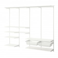 4 секции шкафа-стеллажа IKEA BOAXEL белый 250x40x201 см (793.323.89)