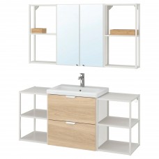 Комплект мебели для ванной IKEA ENHET / TVALLEN под дуб белый 140x43x65 см (793.376.12)