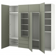 Гардеробна шафа IKEA PLATSA білий сіро-зелени 240x57x221 см (793.847.74)