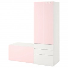 Комбинация шкафчиков IKEA SMASTAD белый бледно-розовый 150x57x181 см (793.913.45)