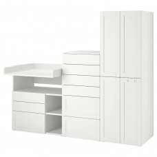 Комбинация шкафов с пеленальным столиком IKEA SMASTAD / PLATSA белый 210x79x180 см (793.923.83)