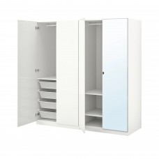 Гардероб IKEA PAX / FARDAL/VIKEDAL глянцевый белый зеркальное стекло 200x60x201 см (793.955.98)