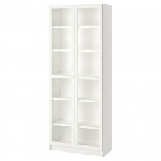 Шафа-вітрина IKEA BILLY / OXBERG білий 80x42x202 см (793.988.32)