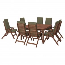 Стіл і 8 крісел IKEA APPLARO коричневий темно-бежево-зелений (794.140.83)