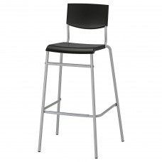 Барний стілець IKEA STIG чорний сріблястий 74 см (801.552.05)