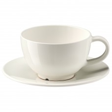 Чашка чайна з блюдцем IKEA VARDAGEN кремово-білий 260 мл (802.883.14)