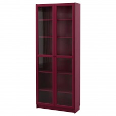 Шафа-вітрина IKEA BILLY темно-червоний 80x30x202 см (803.856.16)